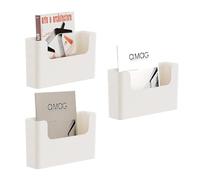 Senhoglb Hanging File Holder 3 pc No Drilling Wall Mails Organizer for Magazine Rack With Adhesive Pad Office Door Mailbox , Cream White