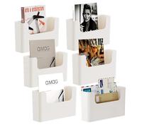 Senhoglb Hanging File Holder 6 pc No Drilling Wall Mails Organizer for Magazine Rack With Adhesive Pad Office Door Mailbox , Cream White