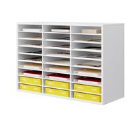 Senhoglb Wood Classroom Mailbox 27 Compartments Literature Organizer with Adjustable Shelves Paper Storage Cabinet Wooden Mail Sorter Organizer for Office Home School, White