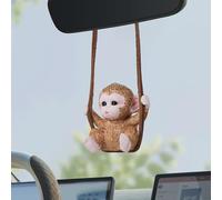 Seninda Monkey Car Hanging Ornament - Cute Swinging Rearview Mirror Charm, Resin Animal Decoration for Car Interior, Fun Gift for Monkey Lovers