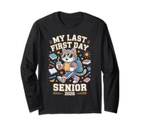 Senior 2026 My Last First Day Funny Cool Cat Back to School Long Sleeve T-Shirt