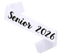 Senior 2026 Sash, Glitter Black Finally Graduated Senior Sash 2026 White for Graduation Party Decorations Supplies