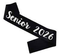 Senior 2026 Sash, Glitter Silver Finally Graduated Senior Sash 2026 Black for Graduation Party Decorations Supplies