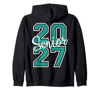 Senior 2027 Class Graduation Teal White on the back Zip Hoodie
