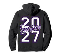 Senior 2027 Graduation Varsity White and Purple on the back Pullover Hoodie