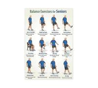 Senior Balance and Mobility Workout Poster Fall Prevention Exercises Chart for Aging Adults Home Gym Physical Therapy Room Decor Canvas Wall Art(Unframed,16X24inch(40X60cm))