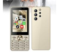 Senior Basic Cell Phone - 3.5 Inch Touch Screen, Smart Button, Family Numbers, MP3/FM Radio, Big Buttons, Large icons, Torch, SOS Button for Elderly,Gold