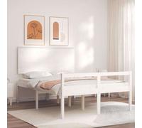 Senior Bed without Mattress White 140x200 cm Solid Wood
