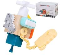 Senior Busy Activity Cube Wooden Fidget Block with Key Lock and Rotary