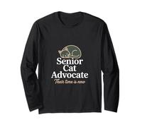 Senior Cat Advocate Adopt Older Cats Silhouette Long Sleeve T-Shirt