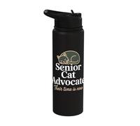 Senior Cat Advocate Adopt Older Cats Silhouette Stainless Steel Insulated Water Bottle