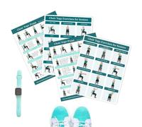 Senior Chair Yoga Chart, 4 Pieces Pose Exercise Cards, Illustrated Seated Workout Posters for Flexibility, Mobility, Balance, Seniors, Women, Men, Home, Gym, Office