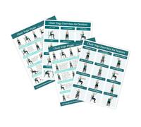 Senior Chair Yoga Chart - Stretching Pose Cards, 4 Piece Check in Record Yoga Poster for Beginners Women Men, Fitness Flexibility Balance Guide for Home Gym Office Bedroom Living Room