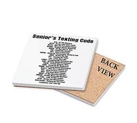 Senior Citizen Gift Olders Texting Code Fathers Day for Grandparent Secret Santa Birthday Tableware, Coffee/Tea/Drink Coaster. (Ceramic Coaster)