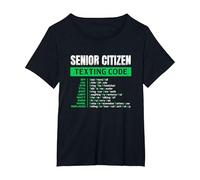 Senior Citizen Texting Code Elderly Old Age for Retired T-Shirt, Women's Plus, Black, 6X
