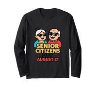 Senior Citizens Day August 21 Retro Elderly Couple Grandma Long Sleeve T-Shirt