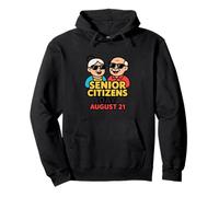 Senior Citizens Day August 21 Retro Elderly Couple Grandma Pullover Hoodie