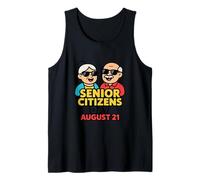 Senior Citizens Day August 21 Retro Elderly Couple Grandma Tank Top