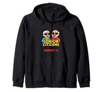 Senior Citizens Day August 21 Retro Elderly Couple Grandma Zip Hoodie
