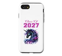 Senior Class Of 2027 Cool Black Unicorn High School Grad Case for iPhone SE (2020) / 7/8