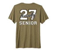 Senior Class of 2027 Grad White Black Outline on the Back Premium T-Shirt
