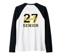 Senior Class of 2027 Graduation Black Yellow on The Back Raglan Baseball Tee