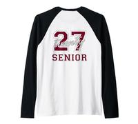 Senior Class of 2027 Graduation Maroon Grey on The Back Raglan Baseball Tee