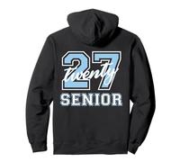Senior Class of 2027 Graduation Pale Blue White on the back Pullover Hoodie