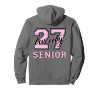 Senior Class of 2027 Graduation Pink and Black on the back Pullover Hoodie