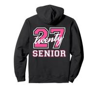 Senior Class of 2027 Graduation Pink White on the back Pullover Hoodie