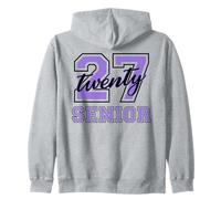 Senior Class of 2027 Graduation Purple Black Art on the back Zip Hoodie