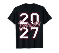 Senior Class of 2027 Graduation Varsity White Maroon Stacked Value Graphic T-Shirt