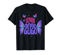 Senior Class of 2028 Graduation Butterfly Colorful Retro Value Graphic T-Shirt