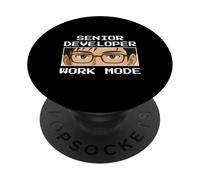 Senior Developer Work Mode Anime Eyes Coding Programmer PopSockets Adhesive PopGrip