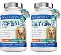 Senior Dog Joint Supplements High Strength With Added Turmeric Glucosamine & Green Lipped Mussel For Older Stiffer Dogs Age 8+ 120 Chewable Tablets Made In The UK From Canine Life Co. (Pack of 2)