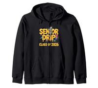 Senior Drip, Class of 2026 with lightning bolt Zip Hoodie