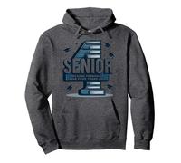 Senior: Freshman Was Four Years Ago - Graduation Gift Pullover Hoodie, Adult Unisex, Dark Heather Grey, XL