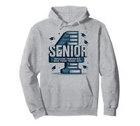 Senior: Freshman Was Four Years Ago - Graduation Gift Pullover Hoodie, Adult Unisex, Heather Grey, S