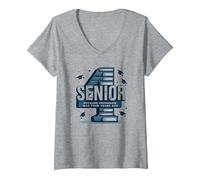 Senior: Freshman was Four Years Ago - Graduation Gift V-Neck T-Shirt, Women, Heather Grey, S