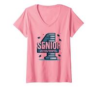 Senior: Freshman was Four Years Ago - Graduation Gift V-Neck T-Shirt, Women, Pink, M