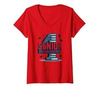 Senior: Freshman was Four Years Ago - Graduation Gift V-Neck T-Shirt, Women, Red, XXL