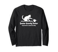 Senior Gravity Tester Funny Cat Lover Humor Long Sleeve T-Shirt