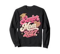 Senior Mom 2027 Graduation Cap Leopard Heart Sweatshirt