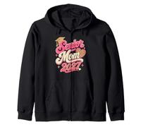 Senior Mom 2027 Graduation Cap Leopard Heart Zip Hoodie