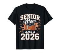 Senior Mom Class of 2026 Coquette Bow Football Graduation T-Shirt