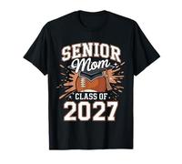 Senior Mom Class of 2027 Coquette Bow Football Graduation T-Shirt