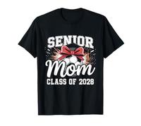 Senior Mom Class of 2028 Coquette Bow Soccer Graduation T-Shirt