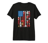 Senior Pipefitter Patriotic American Plumber Flag Wrench Premium T-Shirt