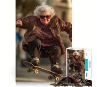 Senior Skateboarder Jigsaw Puzzle 1000 Piece for Teenagers Logic Train Toy Light Relax Smooth Cut Wall Art Decor (38x26cm)