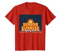 Senior Sunrise 2025: The Beginning of The End T-Shirt, Kids, Red, 6 Years
